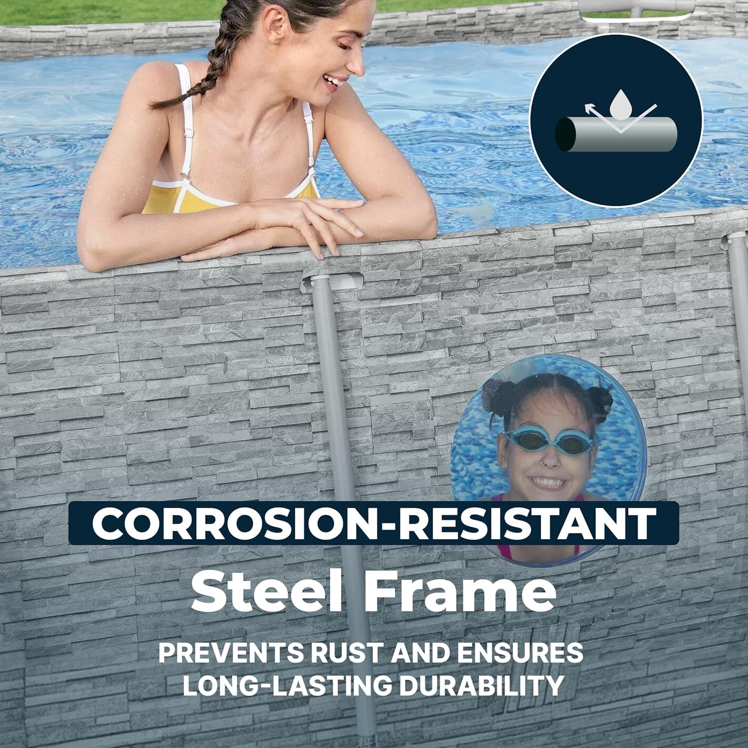 Bestway Power Steel Swim Vista Series Juego de Piscina Ovalada de 14 pies x 8 pies 2 Pulgadas x 39.5 Pulgadas