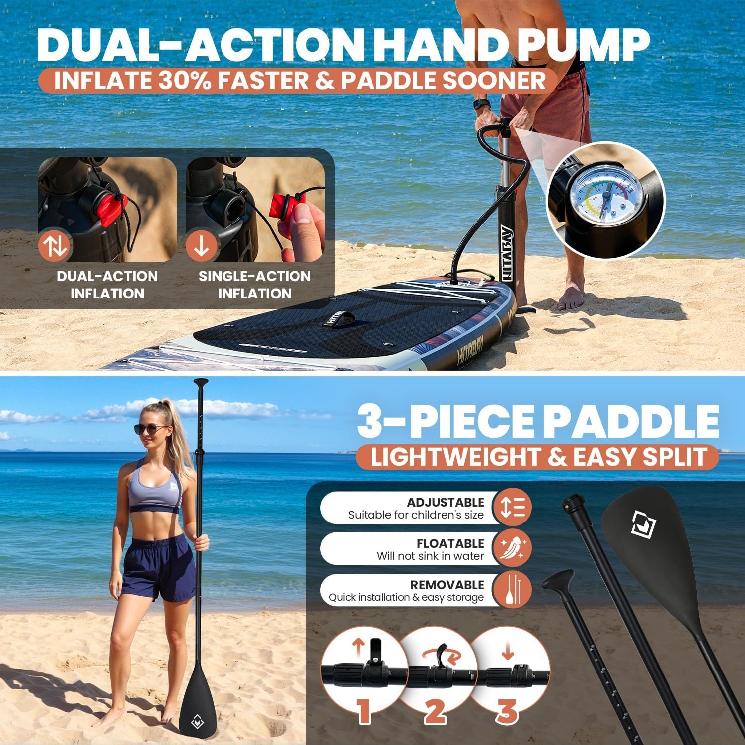 Tabla de Remo Inflable con Paquete de Accesorios iSUP de Alta Calidad, Duradera, Ligera con Postura Ancha y Estable, Sup para Todos los Niveles de Habilidad