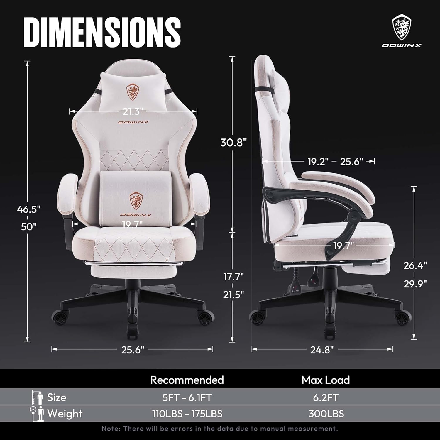 Dowinx - Silla de juego de tela con cojín de resorte de bolsillo, silla ergonómica de computadora con respaldo alto con reposapiés para adultos, soporte lumbar de masaje, silla de juego giratoria para