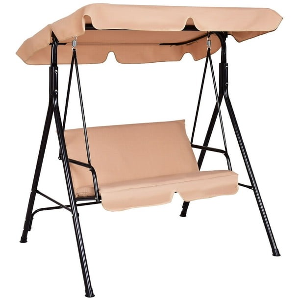Columpio Balancín Costway Jardín con Toldo para 2 Personas Azul 141 x 118 x 154 cm