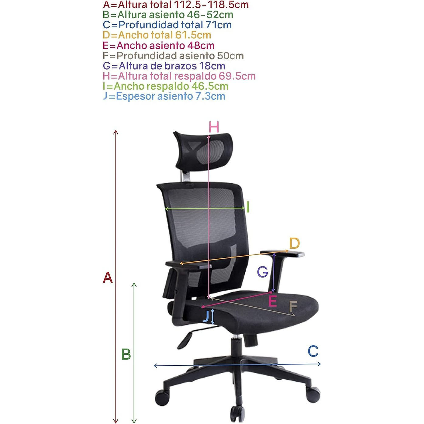 I SEATING Silla Oficina ejecutiva con cabecera y Soporte Lumbar Ajustable Silla Gamer sillas para Escritorio Silla ergonomica Caselli C