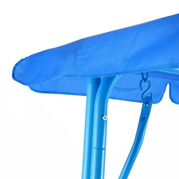 Columpio Infantil de Acero Azul Costway con Toldo 2 Plazas