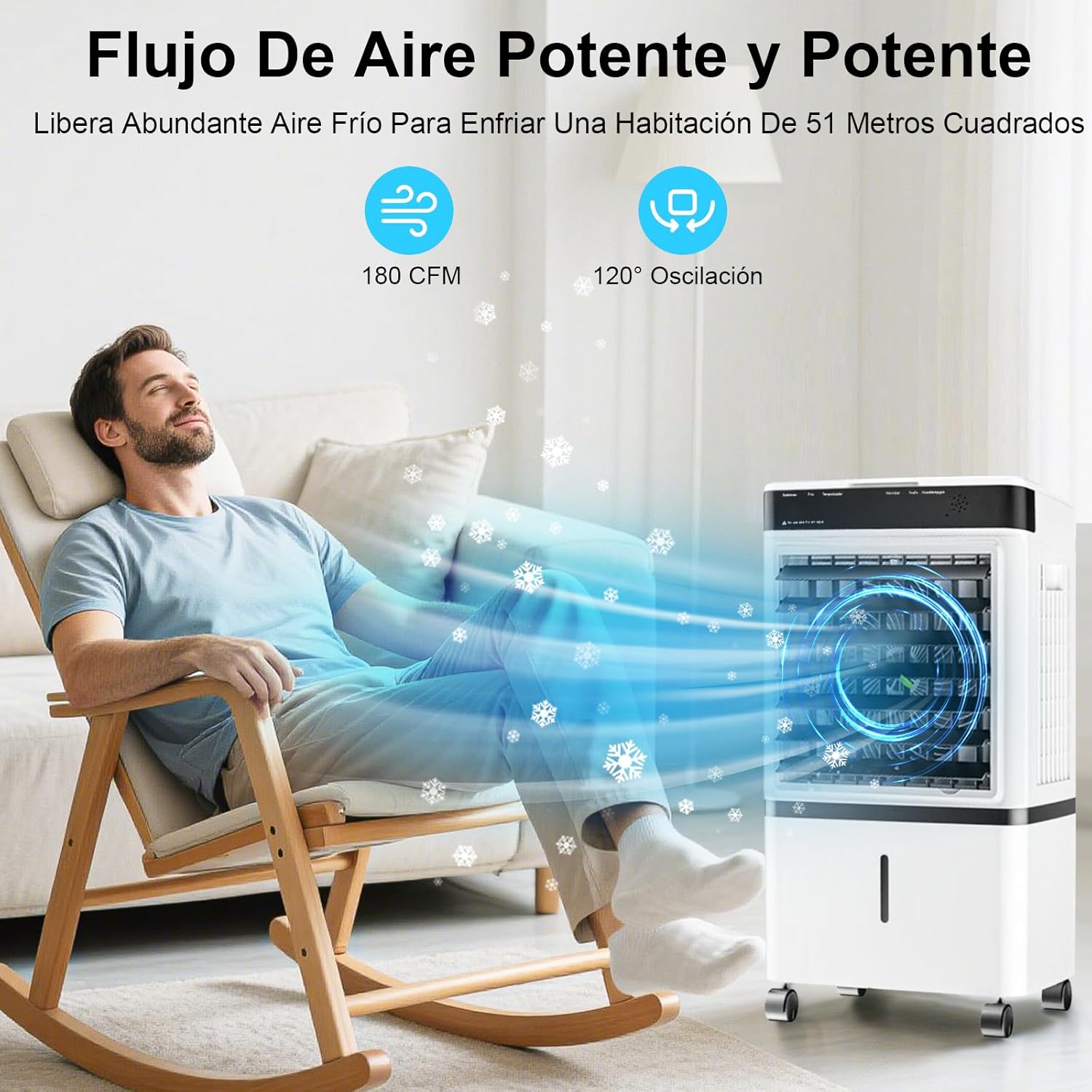 Enfriador de Aire 3 en 1 Portátil, 70W, 3 Velocidades, Control Remoto, 14L, Diseño de Doble Ventilación y Salidas en Espiral, Potente y Eficiente, Ideal para Uso Interior y Exterior