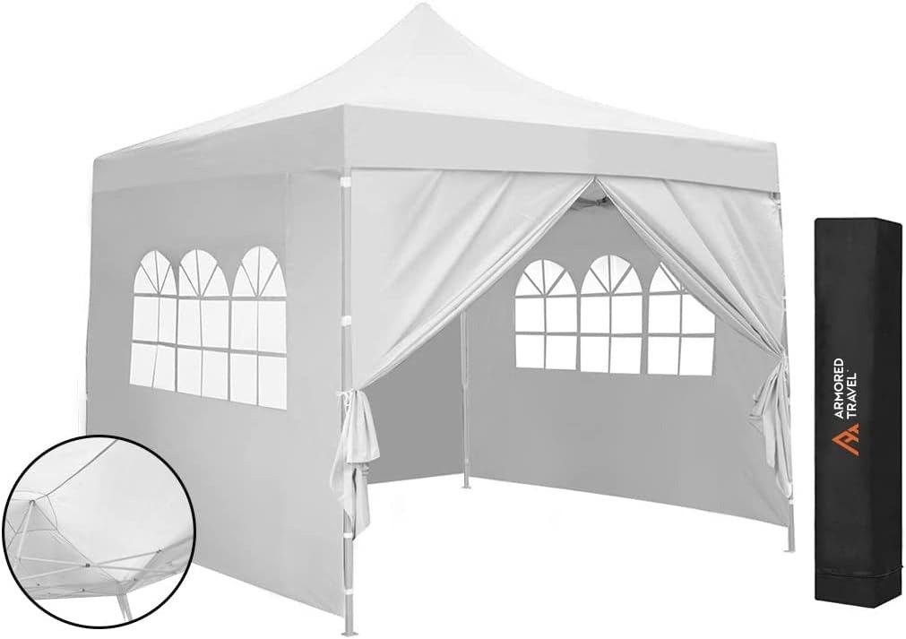 Toldo con Paredes Carpa Plegable Retráctil Impermeable 3x3 M Premium para Exteriores Jardín Armored Travel | Uso comercial | Negocio Uso rudo *Acero Reforzado* + **Maleta Transportadora** + *Estacas* Canopy Tent Gazebo Instant Shelter