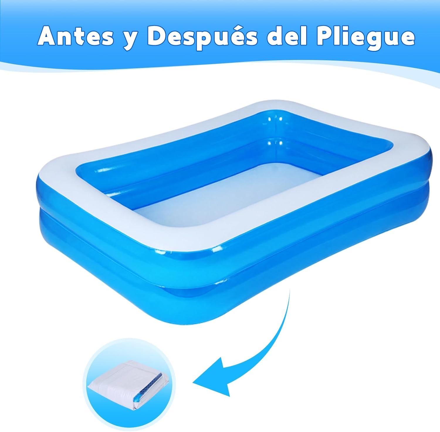 POVOLE Alberca Inflable para Niños y Adultos, 180x140x50cm Piscina Engrosada, Piscina Familiar para Bebés, al Aire Libre, Jardín, Patio Trasero, Fiesta de Agua de Verano