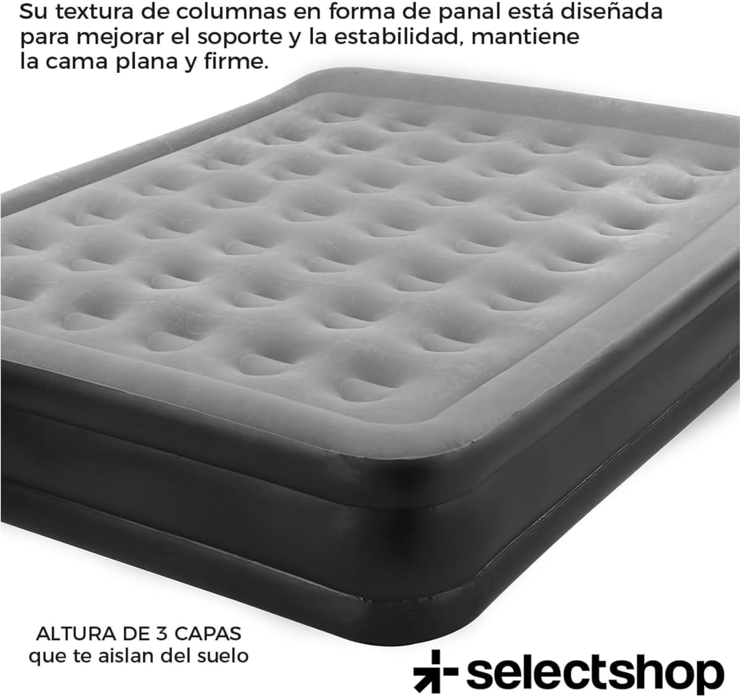SELECTSHOP Colchón Inflable Queen Size con Bomba Incluida Cama Inflable para Camping Cama De Aire Elevada con Bomba Incluida Colchón Queen Size Inflable Duradero Resistente