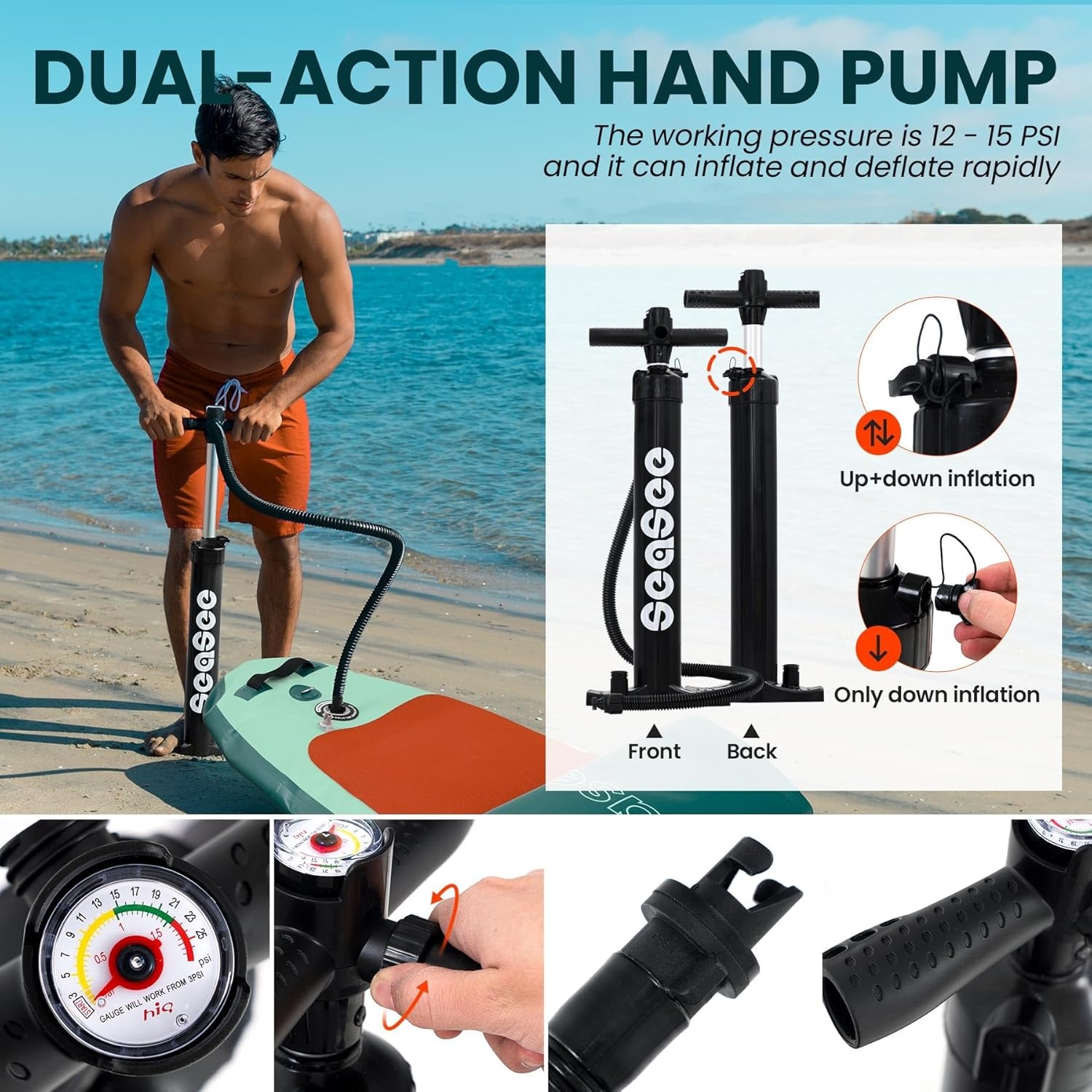 Tablas de Remo inflables con Accesorios Sup, Tabla de Remo de, Duradera, Ligera, diseño Estable de 33 32 Pulgadas de Ancho para Adultos con sobrepeso, Bomba de Doble acción y Montaje