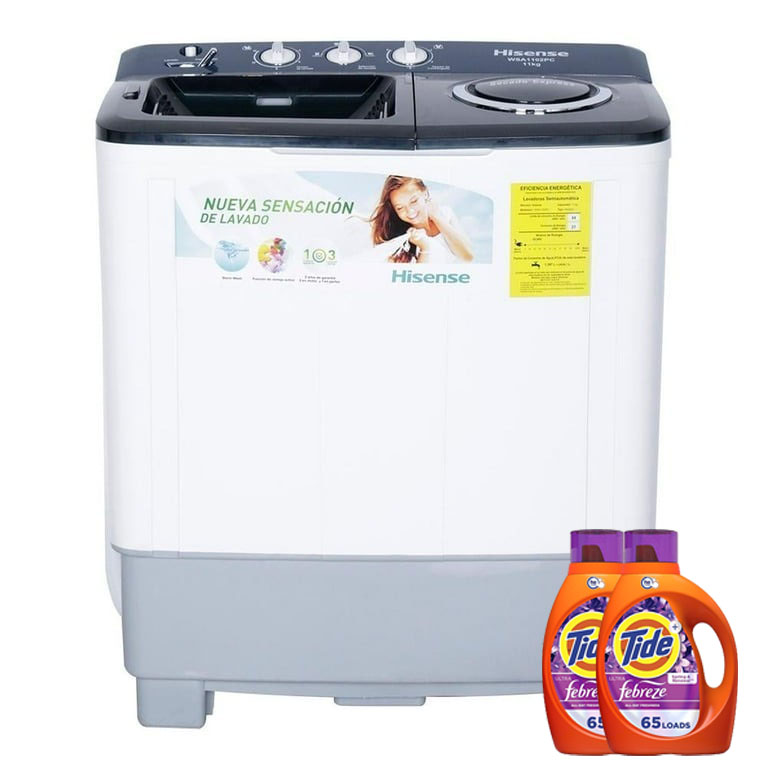 Lavadora Hisense Doble Tina Blanco 11 Kg + Regalo 2 Tide botellas 2,7 L 65 lavado