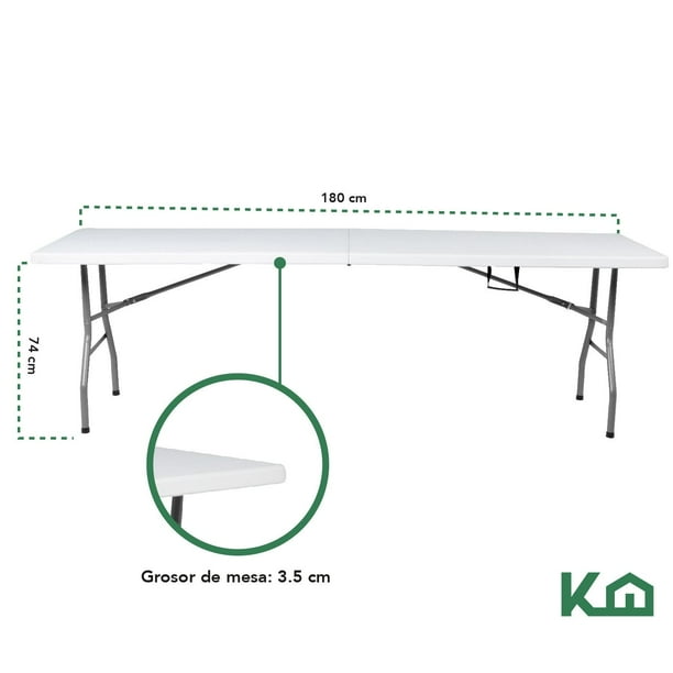 Mesa Plegable 180cm Portatil Portafolio Fiesta Jardin 2pzas Kingshouse COMBO-KH-141