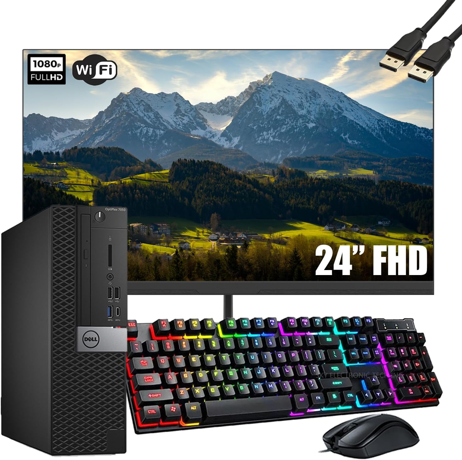 Dell OptiPlex 7050 SFF Computadora de computadora con Monitor Full HD de 24 Pulgadas, Juego de PC de 6ª generación Quad Core i7-6700, 16 GB de RAM, 512 GB SSD, Teclado y Mouse, WiFi, Windows 10 Pro