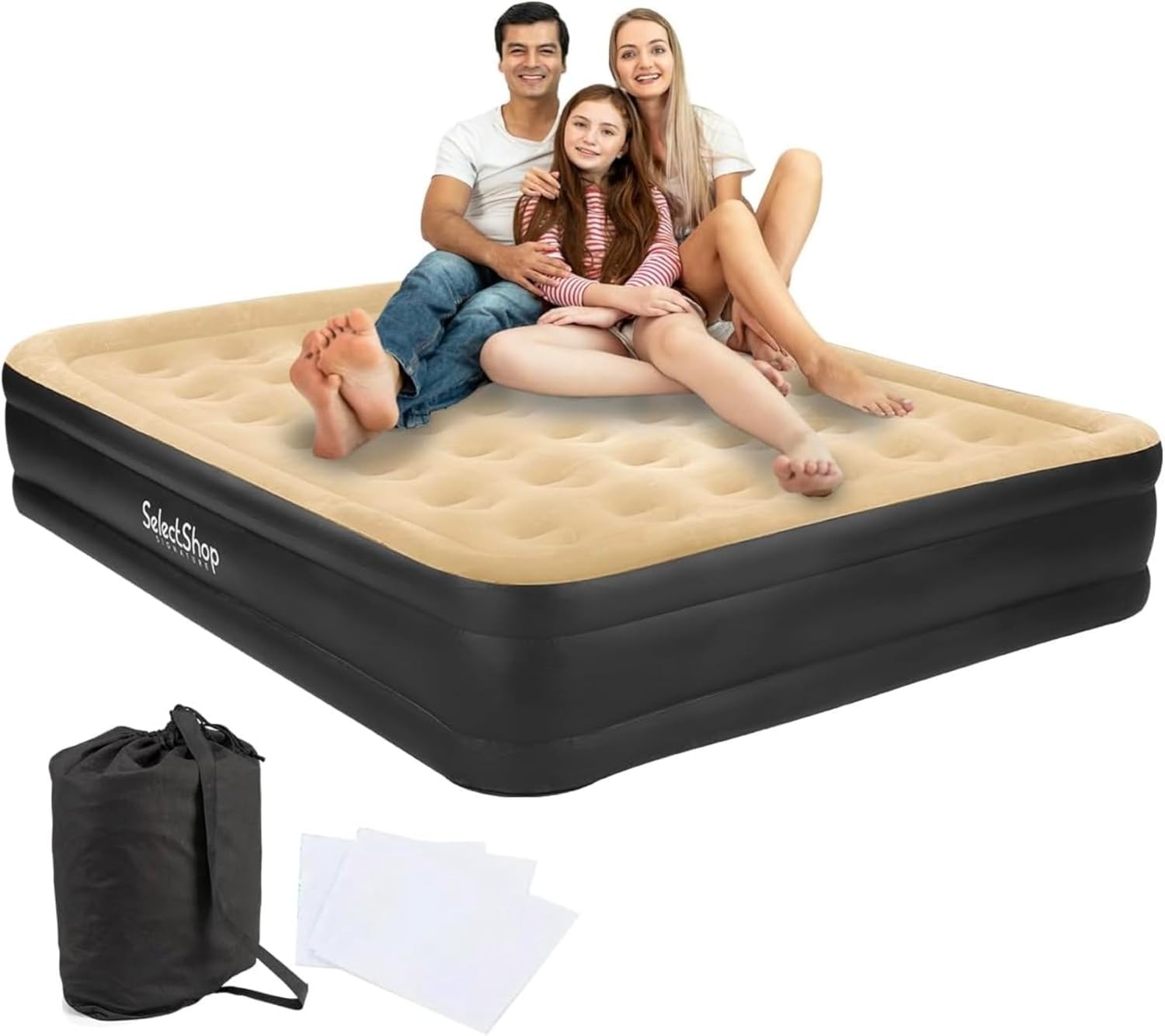 SELECTSHOP Colchón Inflable Queen Size con Bomba Incluida Cama Inflable para Camping Cama De Aire Elevada con Bomba Incluida Colchón Queen Size Inflable Duradero Resistente