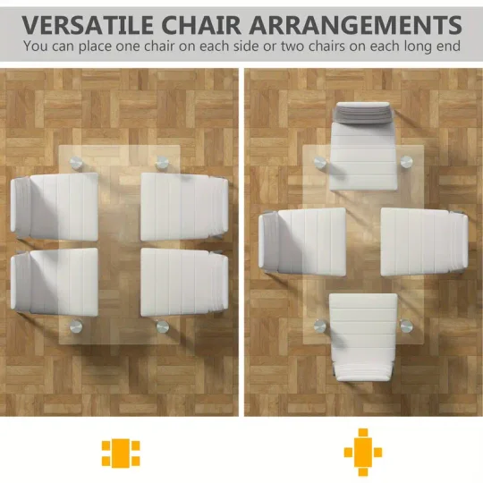 Conjunto de comedor de 5 piezas, mesa y 4 sillas, muebles de cocina y desayuno de vidrio y metal.