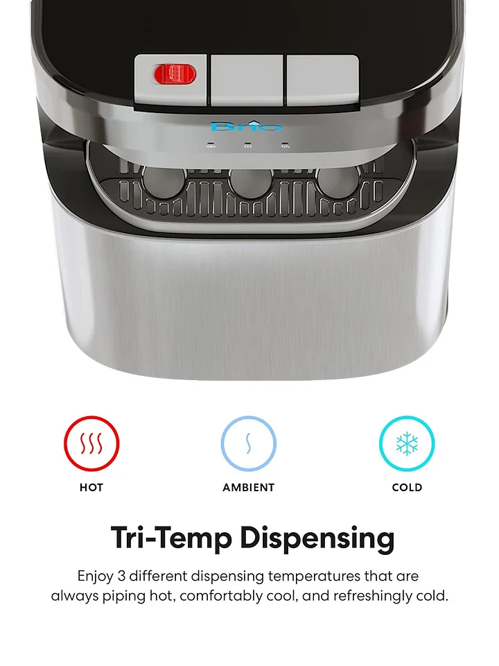 Brio - Dispensador de agua para enfriador de agua de carga inferior, serie esencial, 3 ajustes de temperatura, agua caliente, fría y fría, aprobado por UL/Energy Star