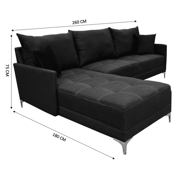 Sala esquinera Caslon, 260x180 cm, Gris Oxford El Bazar Store Moderna abotonada en esquina