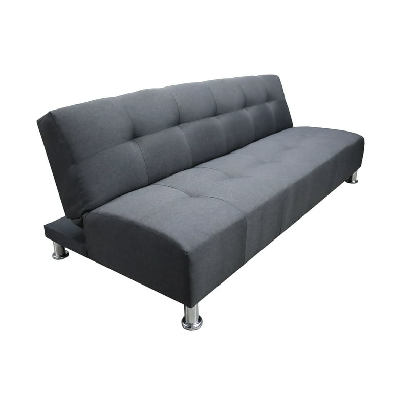 Sofá Cama Reclinable Vegas Lino Gris Oxford Futon 3 Posiciones EL BAZAR STORE Moderno Abotonado