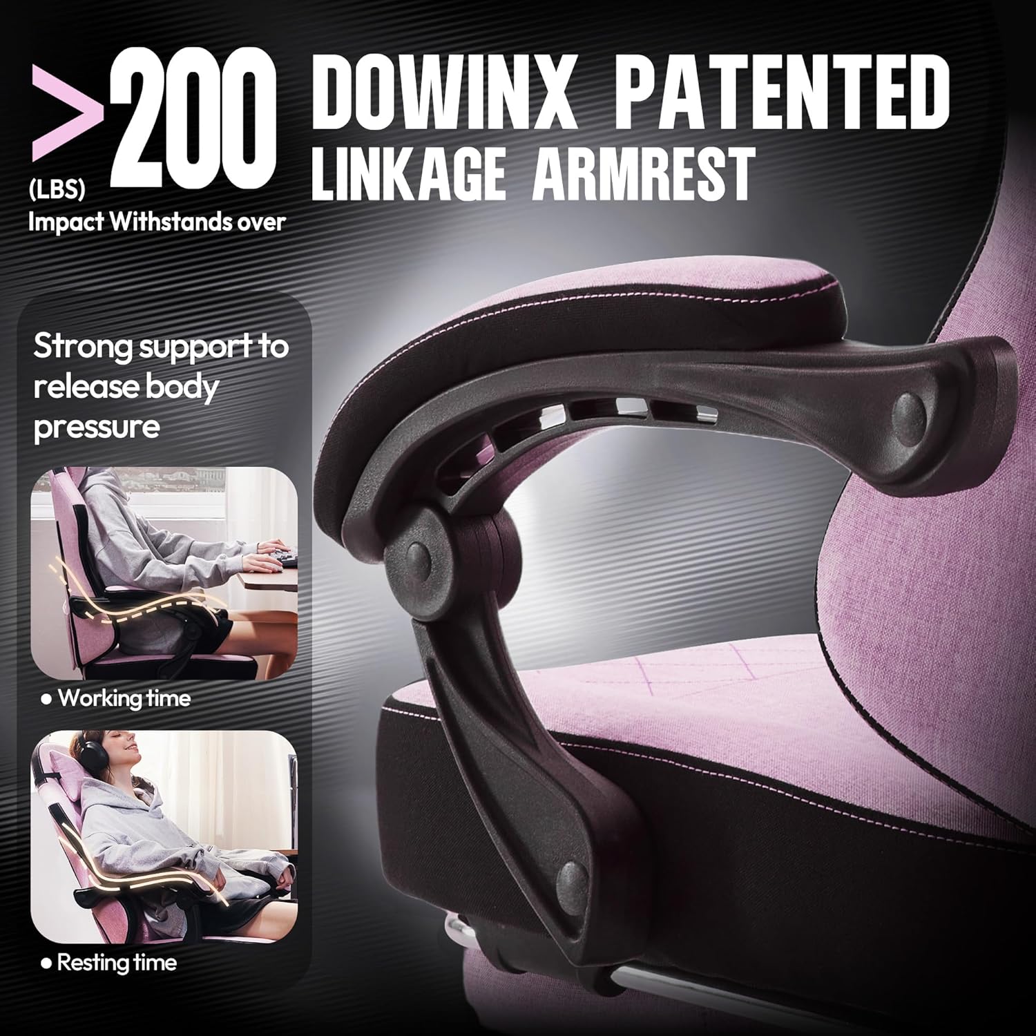 Dowinx - Silla de juego de tela con cojín de resorte de bolsillo, silla ergonómica de computadora con respaldo alto con reposapiés para adultos, soporte lumbar de masaje, silla de juego giratoria para