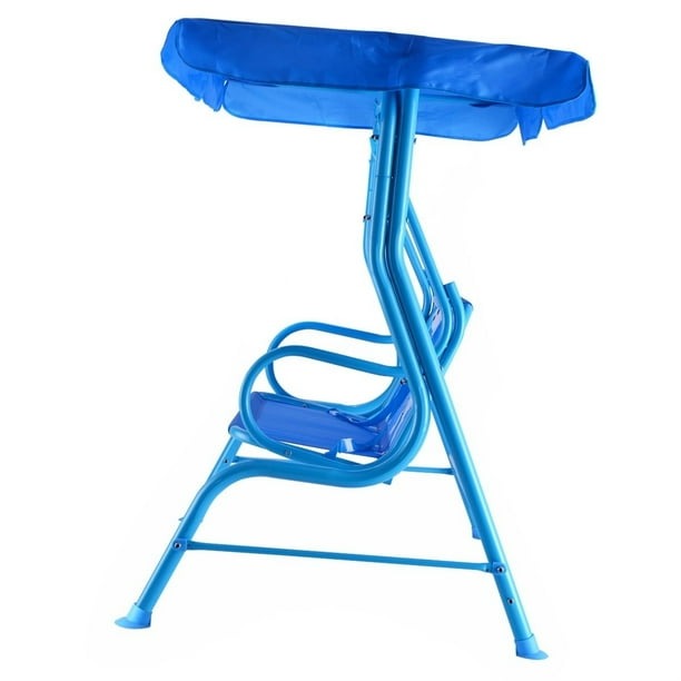Columpio Infantil de Acero Azul Costway con Toldo 2 Plazas