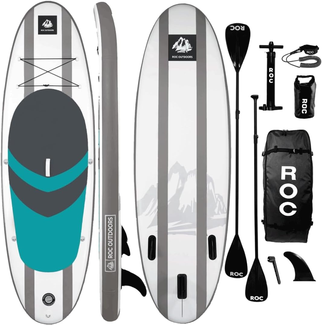 Roc Inflatable Stand Up Paddle Boards with Premium Sup Paddle Board Accessories, Wide Stable Design, Non-Slip Comfort Deck for Youth & Adults