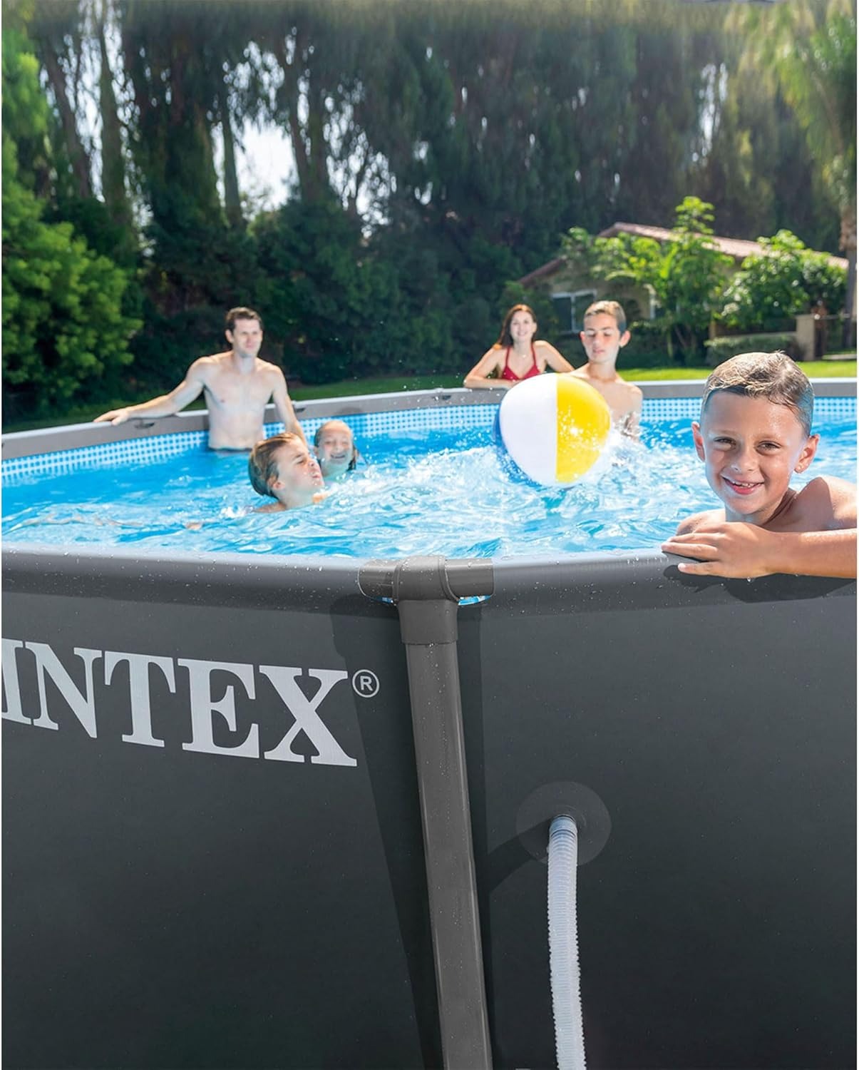 Set de piscina Intex Ultra XTR de 16 pies x 48 pulgadas, con bomba de filtro de arena, escalera, tapiz de suelo y cobertor.
