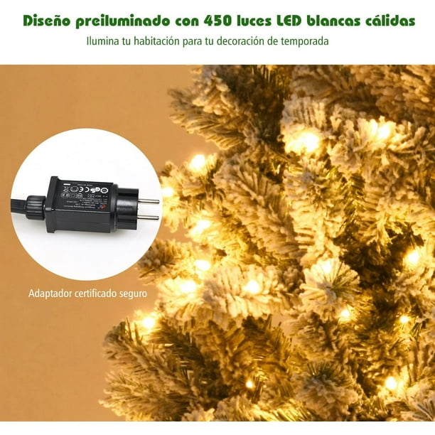 Costway 2,25m Árbol de Navidad con 1010 Ramas y 450 luces LED Ideal Como Decoración para las Fiestas Costway Modern