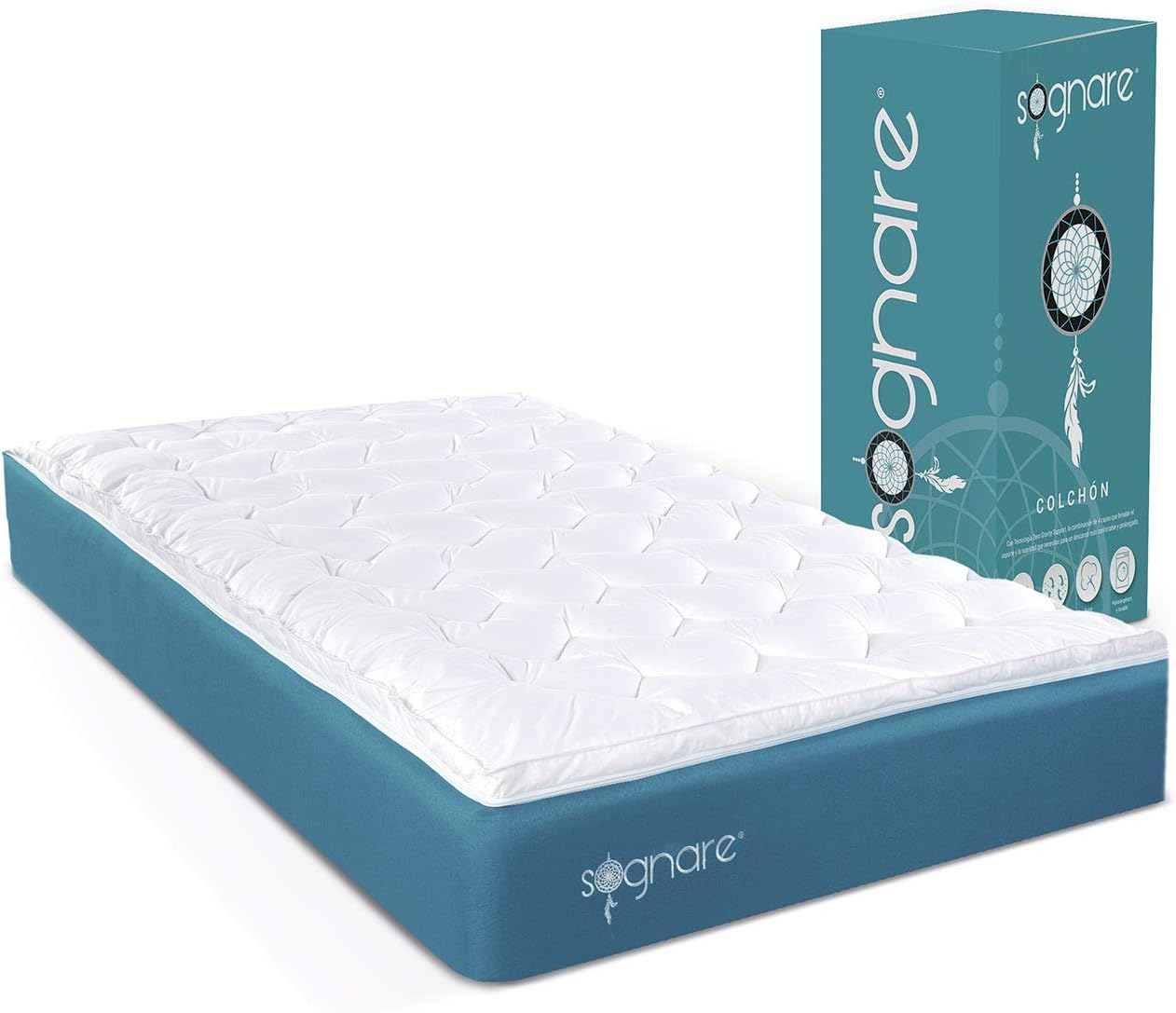 Sognare Zero Colchón Tamaño Individual Memory Foam, Densidad Firme, Temperatura Frío, Hipoalergénico y Funda Removible Lavable. 100 Noches de Garantía.