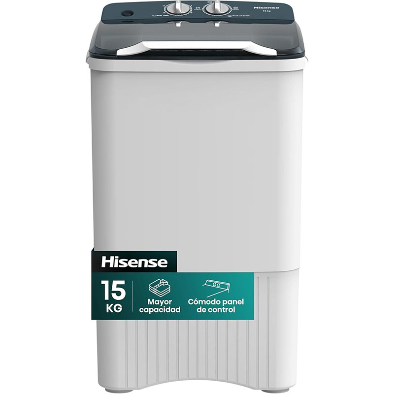 Hisense WSFF1501 Lavadora Semiautomatica 15kg, Blanco/Gris