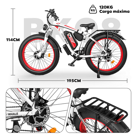 Bicicleta Eléctrica de montaña Honey Whale BK08 Rojo