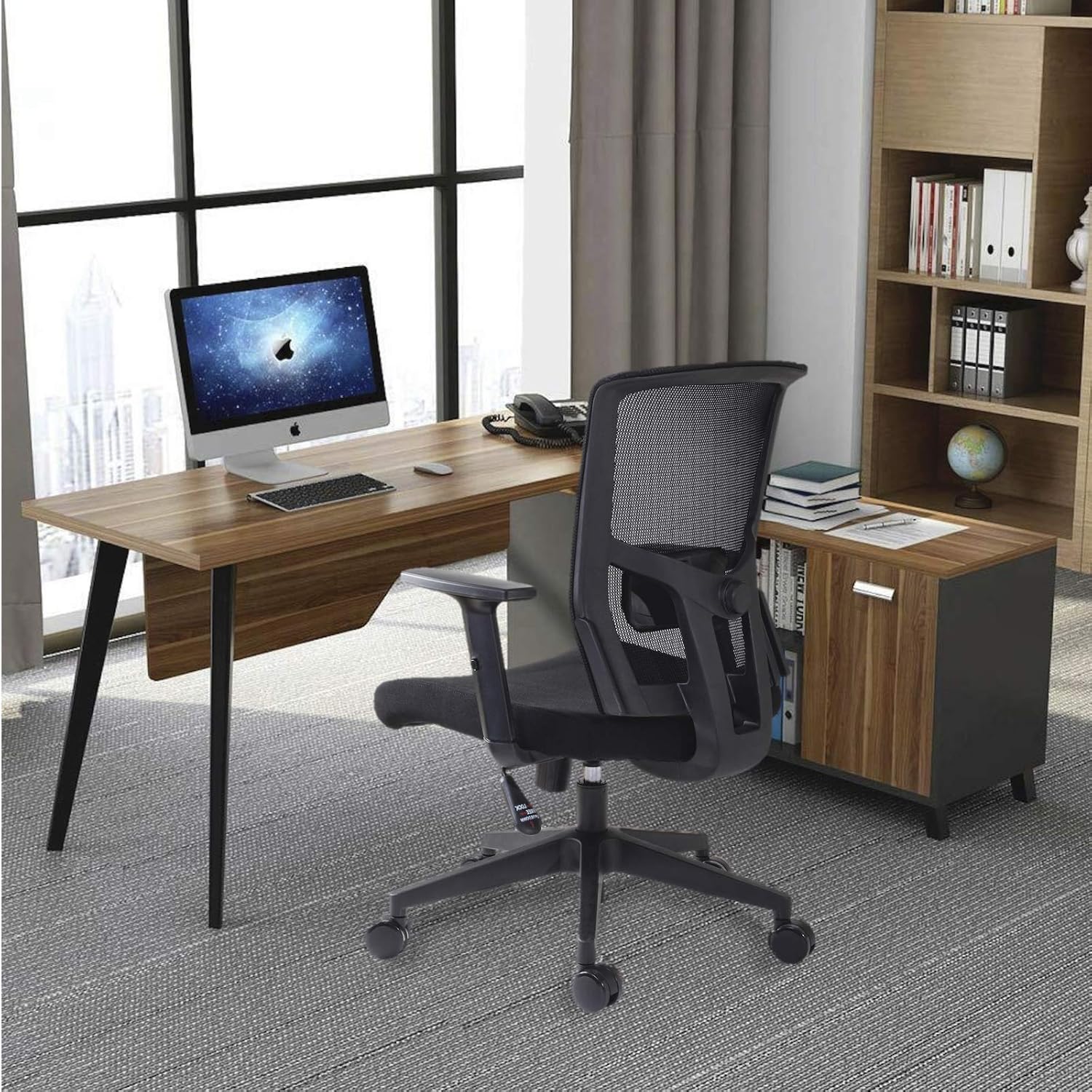 I SEATING Silla Oficina ejecutiva con cabecera y Soporte Lumbar Ajustable Silla Gamer sillas para Escritorio Silla ergonomica Caselli C