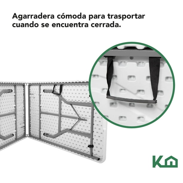 Mesa Plegable 180cm Portatil Portafolio Fiesta Jardin 2pzas Kingshouse COMBO-KH-141