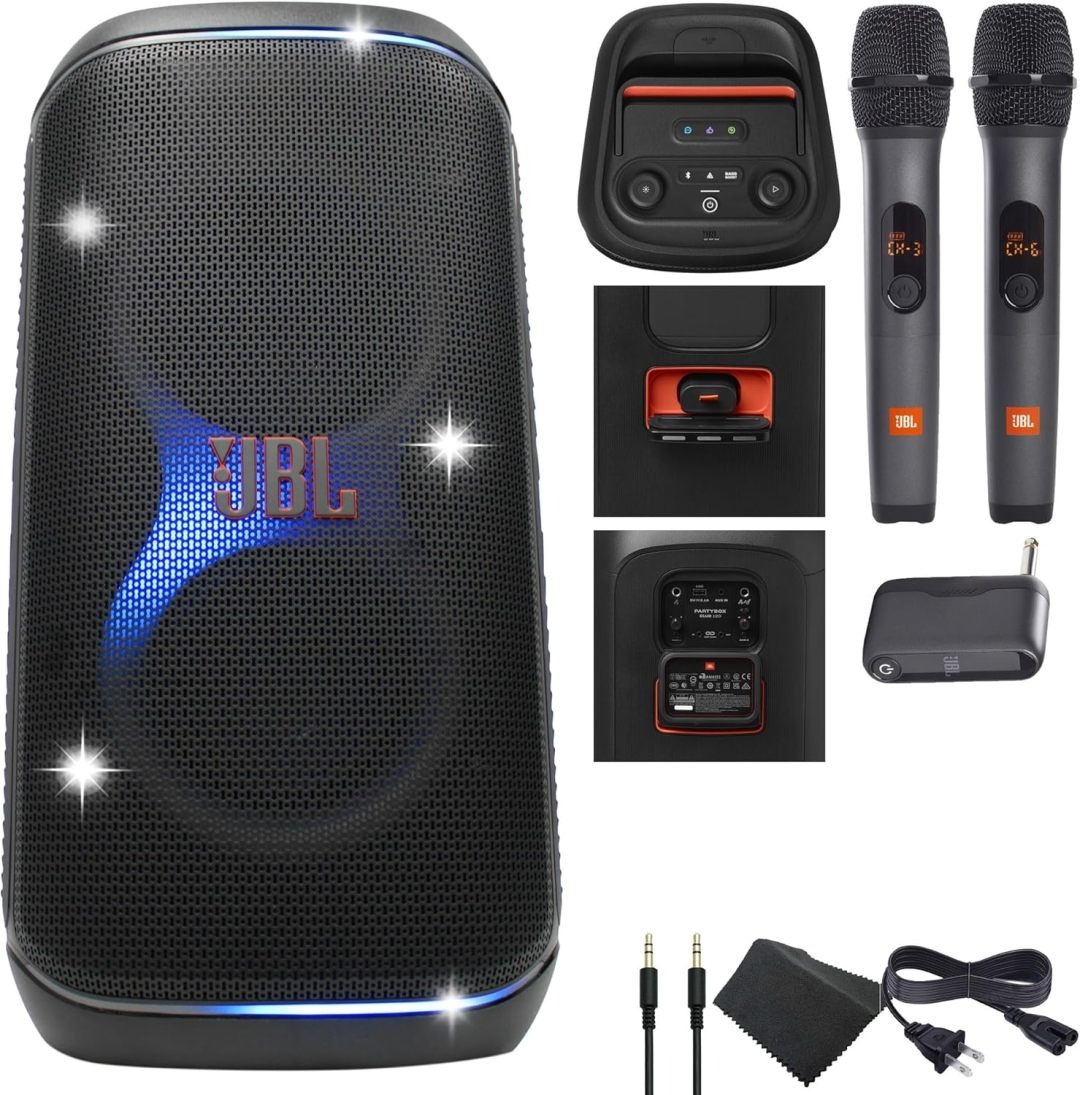 JBL PartyBox Club 120-160 W Altavoz inalámbrico portátil a prueba de salpicaduras (paquete individual con paquete de micrófonos)