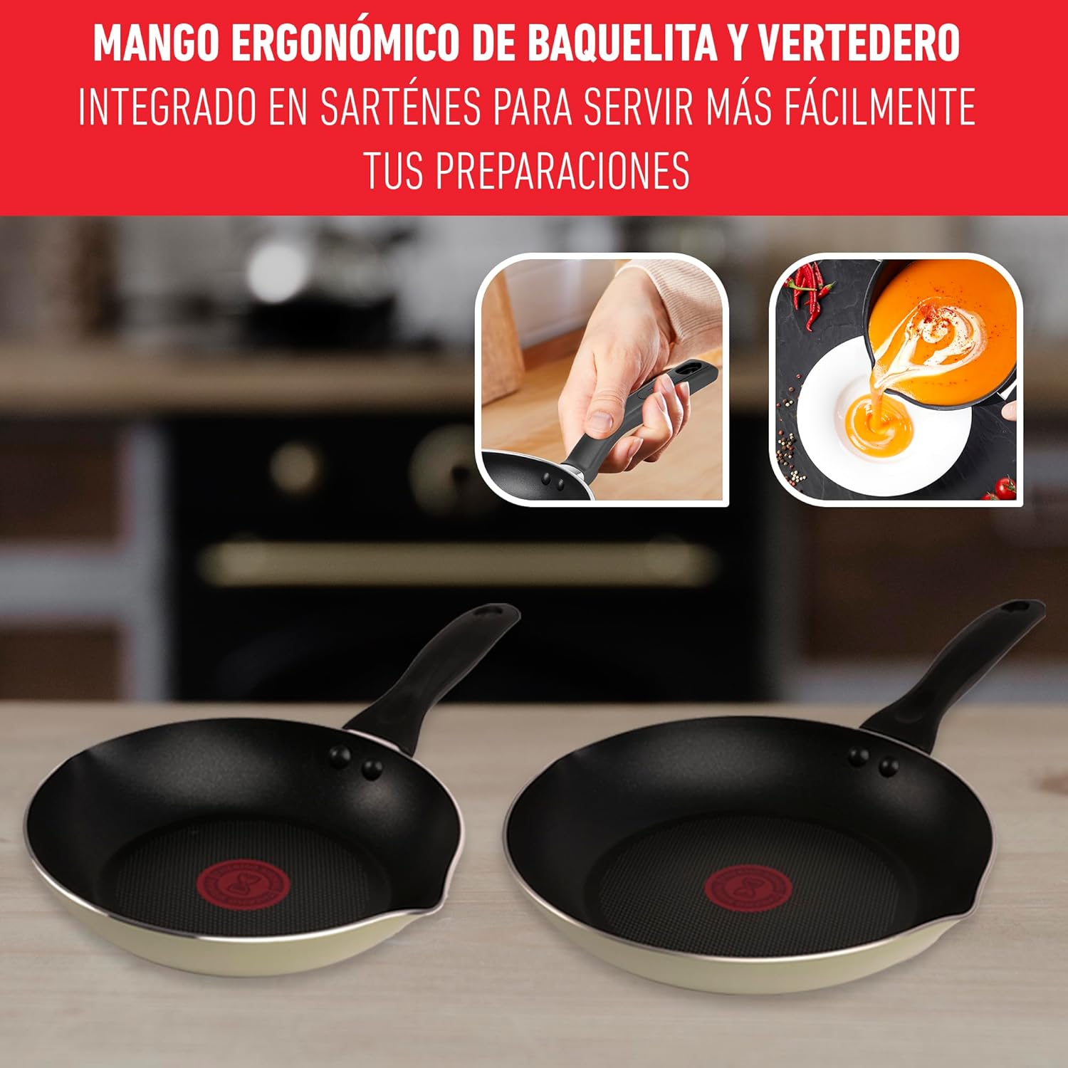 T-fal Batería de Cocina Supercook de 26 piezas Color Rojo con Antiadherente Titanium, tecnología Thermo Señal, de fácil limpieza y base difusora para crear deliciosas recetas, B929SZ84