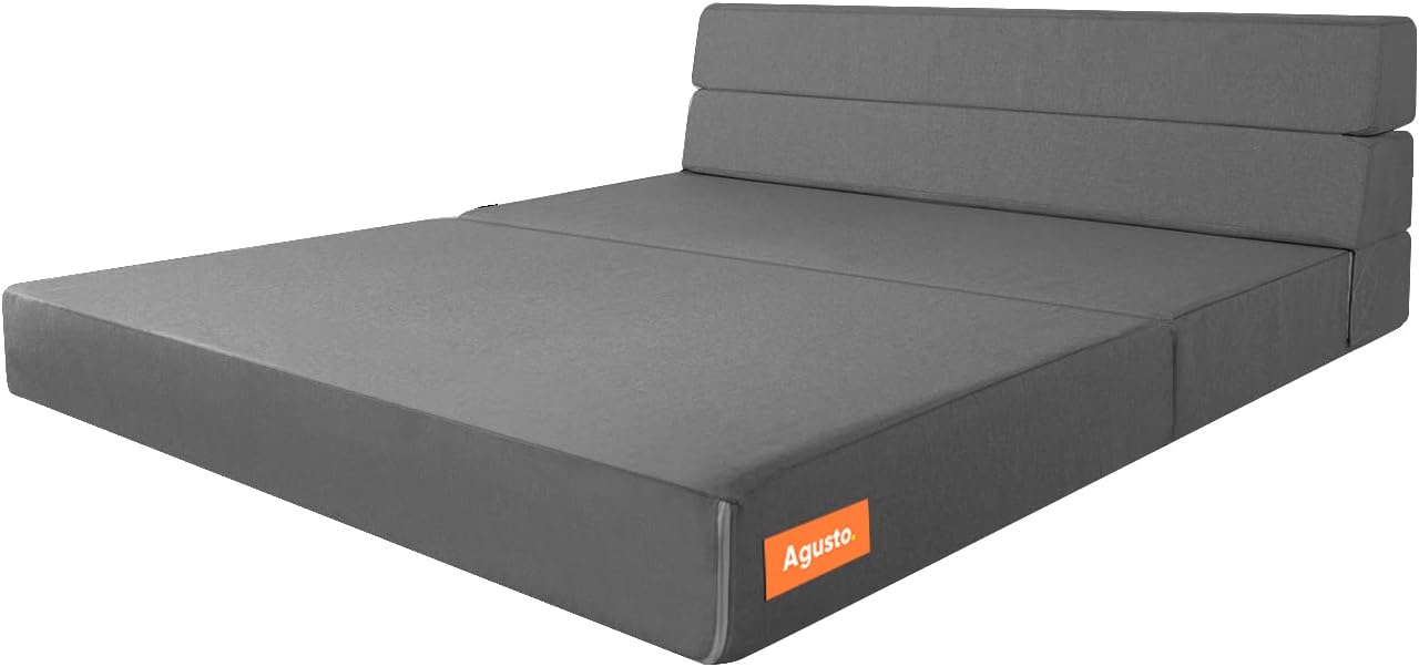AGUSTO Sofá Cama Matrimonial Multifunción Colchon Plegable Futon Chaise Sillon Puff (Gris Oxford)