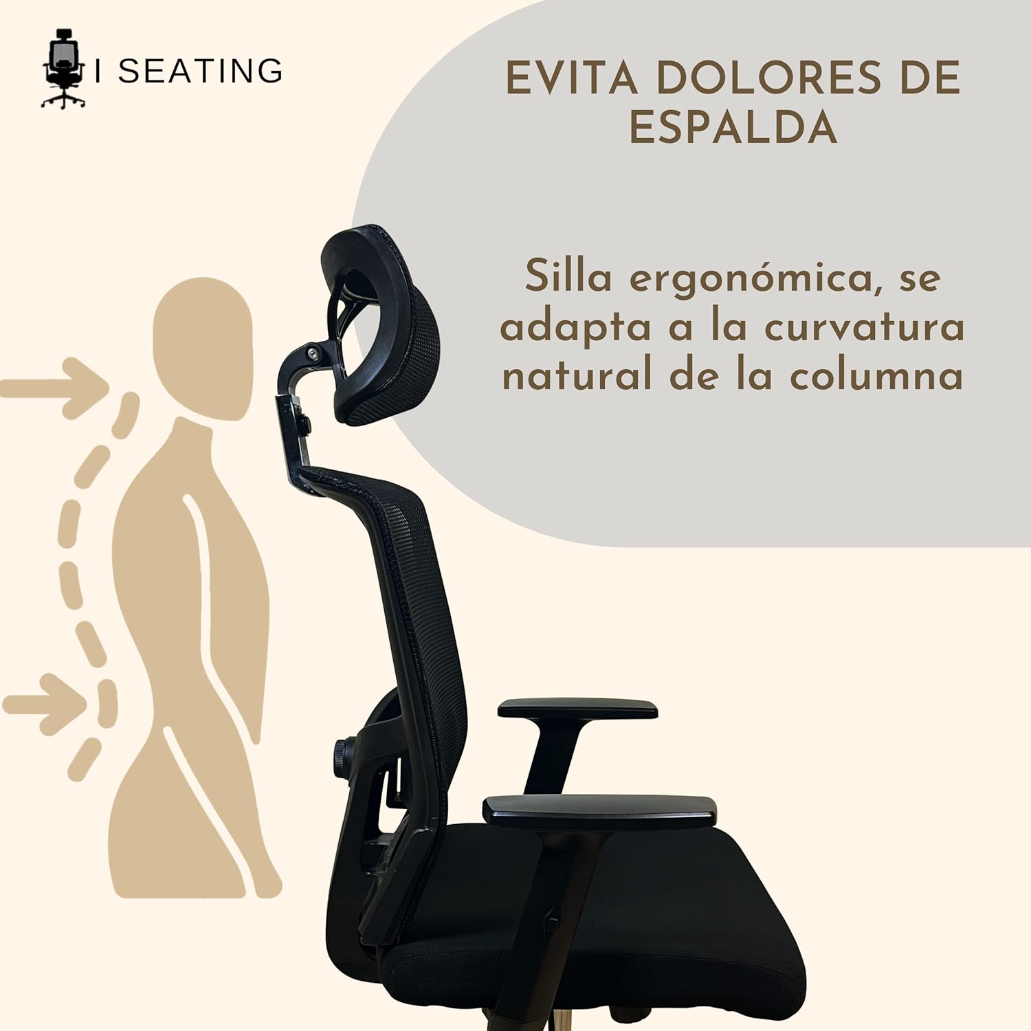 I SEATING Silla Oficina ejecutiva con cabecera y Soporte Lumbar Ajustable Silla Gamer sillas para Escritorio Silla ergonomica Caselli C