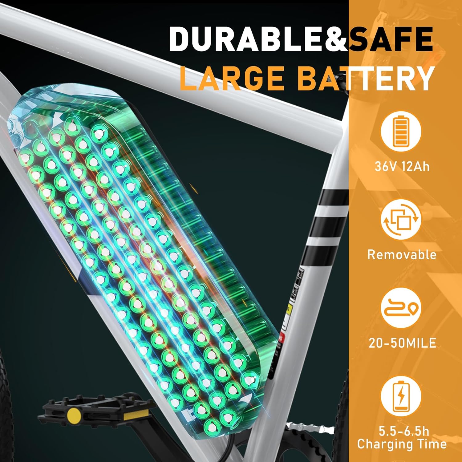 HITWAY - Bicicleta eléctrica para Adultos, Bicicleta E de 26 Pulgadas, 500 W, Bicicleta eléctrica extraíble, 36 V/12 Ah Bicicleta de montaña, Nieve, Playa, con 7 Engranajes