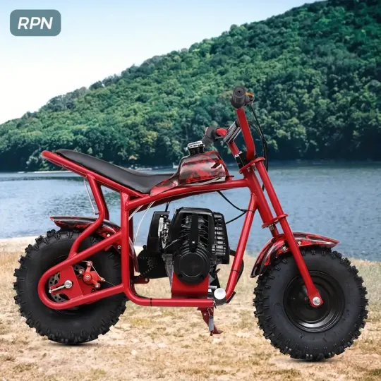 50CC 2-Tiempos Mini Dirt Bike, Motocicleta todoterreno a gasolina, Hasta 20 MPH, Cuenta con frenos de disco, asiento acolchado suave, paseos suaves y aprobación de la EPA, Soporta hasta 165 libras.