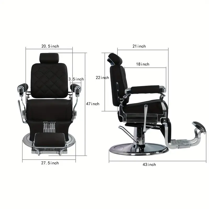 Silla de barbero de servicio pesado dorada moderna MYS 8817 Marco de aluminio, silla de peluquería reclinable hidráulica, giratoria de 360 grados para equipos de salón de belleza, spa de masajes y tatuajes.