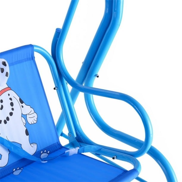 Columpio Infantil de Acero Azul Costway con Toldo 2 Plazas