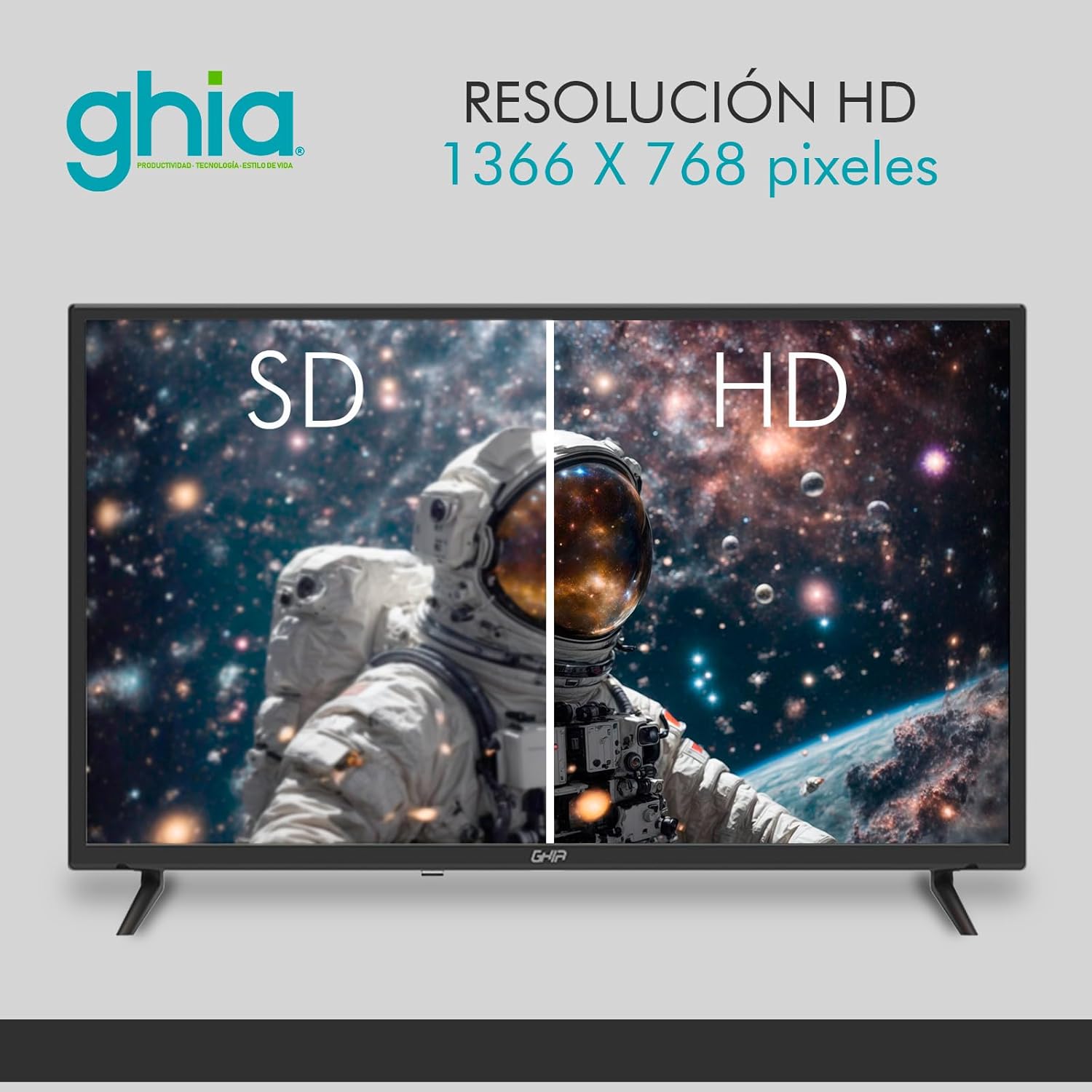 GHIA Televisión G32BHD22. 32" Pulgadas, 60Hz, 2 HDMI, 2 USB, RCA - Óptico