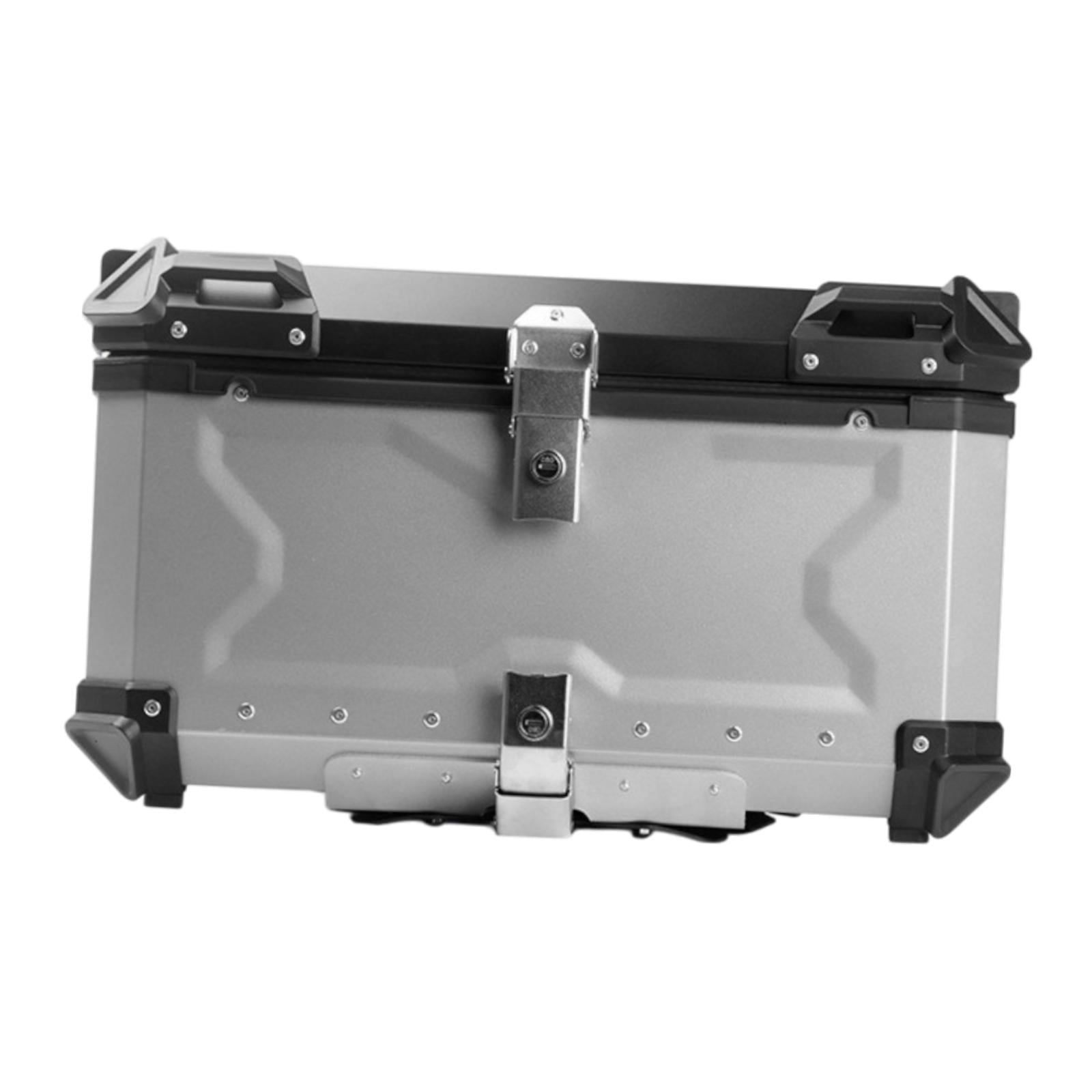 Baúl de motocicleta genérico, caja trasera, organizador de aluminio a prueba de golpes, caja para casco, baúl de almacenamiento de equipaje para 45L Plata