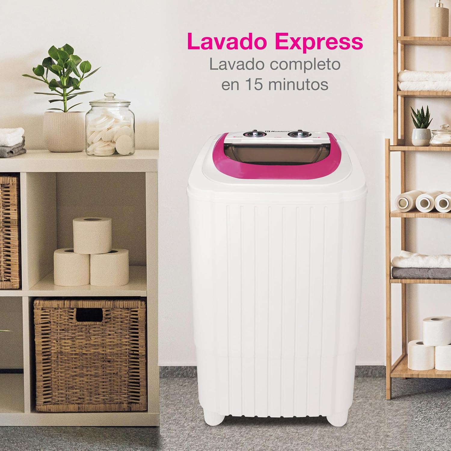 Koblenz Lavadora Compacta Semiautomática de 6 Kg con Timer y Paro Automático, 2 Velocidades, Sistema de Impulsor Reversible, Perilla Selectora, Fácil de Limpiar y Mover, Blanca LCK-60