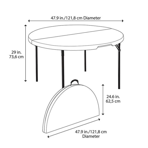 Mesa Lifetime Plegable para Exterior 121 cm Blanco