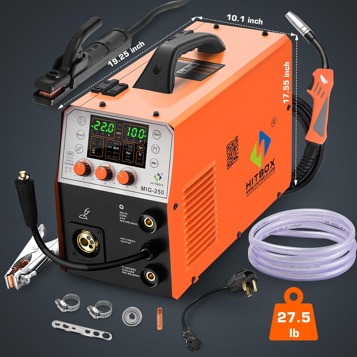 HITBOX Soldadora Inversora Microalambre, 140A sin Gas/Stick/Lift TIG 3 en 1 Inversor para Soldar, 110V Maquina de Soldar Portatil, Máquina de Soldar Soldadora MIG Planta de Soldar(HBM200)