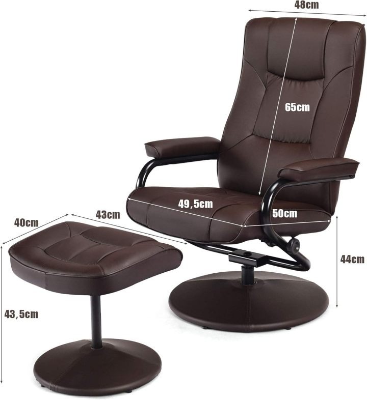 WATERJOY - Sillón reclinable Giratorio de Piel sintética, sillón reclinable de 360 Grados Giratorio, Acolchado con reposapiés, Taburete otomano para Oficina, Sala de Estar, Color Negro