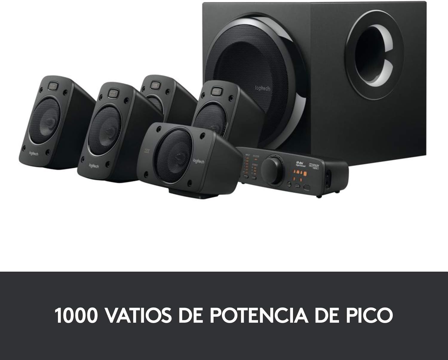 Logitech Z906 5.1 Sistema de Audio con Sonido Envolvente THX, Certificado Dolby&DTS, 500 W RMS, Multi-Dispositivos, Entradas Audio Múltiples, PC/PS4/Xbox/TV/Móvil/Tablet - Negra