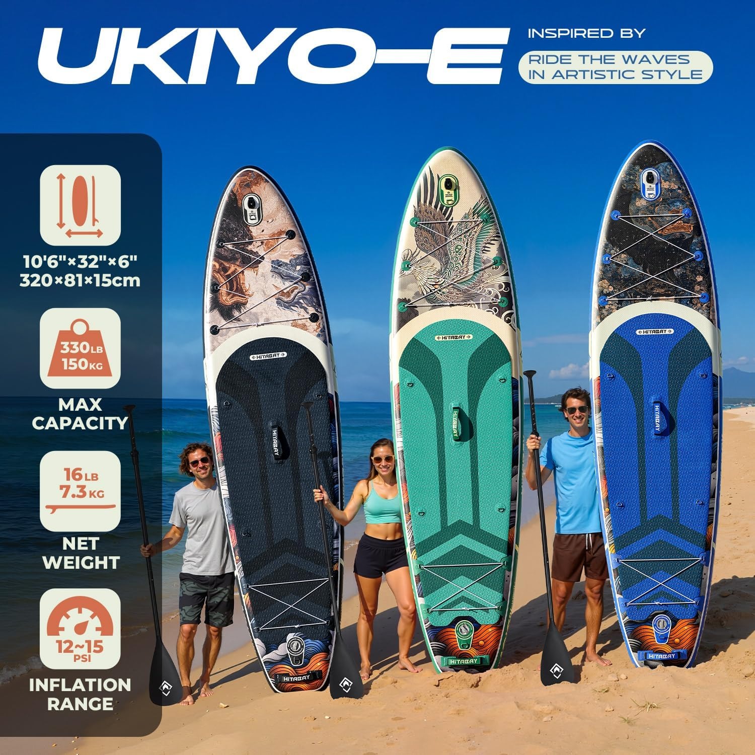 Tabla de Remo Inflable con Paquete de Accesorios iSUP de Alta Calidad, Duradera, Ligera con Postura Ancha y Estable, Sup para Todos los Niveles de Habilidad