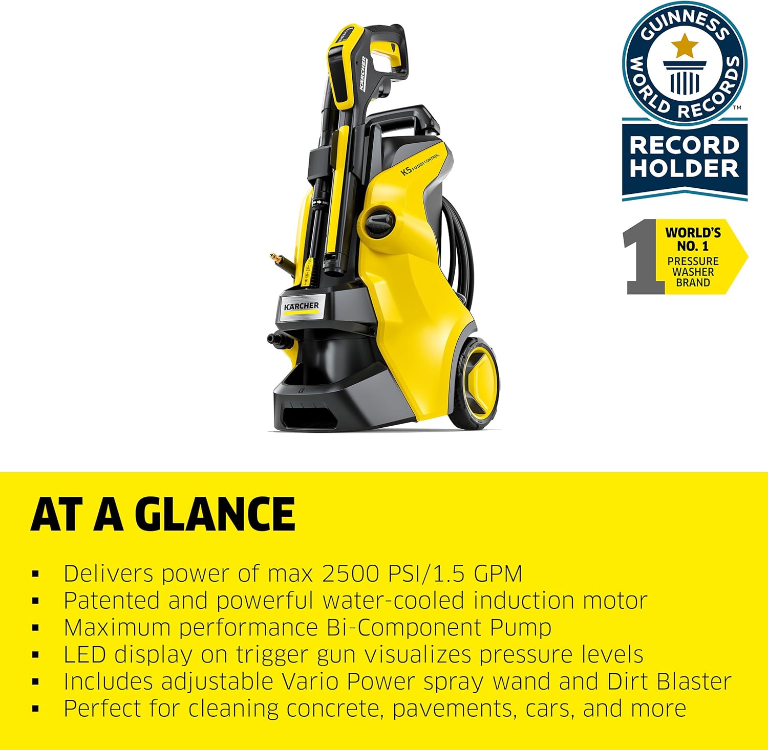 Kärcher K 2 Power Control MAX 2000 PSI Lavadora a presión eléctrica con 2 Varillas de pulverización y Manguera de 26 pies, 1.45 GPM