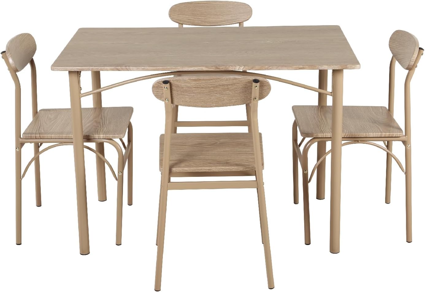 Kingshouse | Comedor 4 Sillas con Mesa – Madera MDF Estructura Metálica - Negro – Moderno Minimalista - para 4 Personas