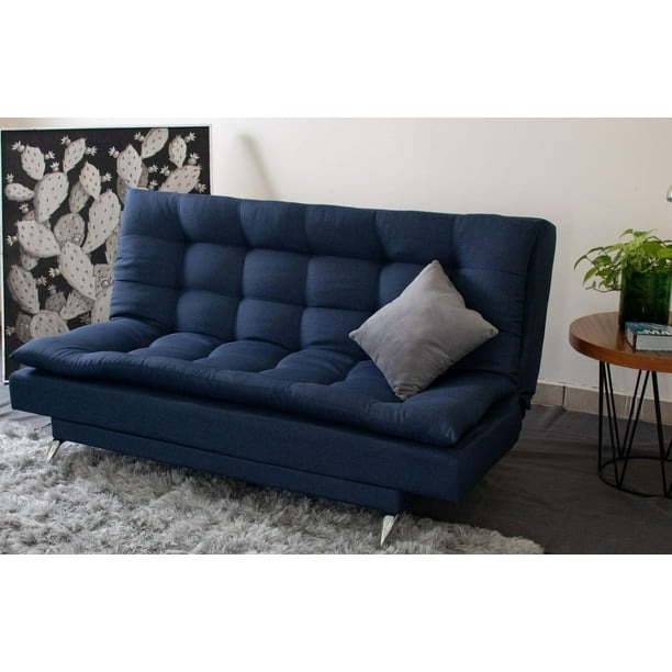 Sofá Cama Carmen Azul Denim M & E MUEBLES Matrimonial 3 Posiciones