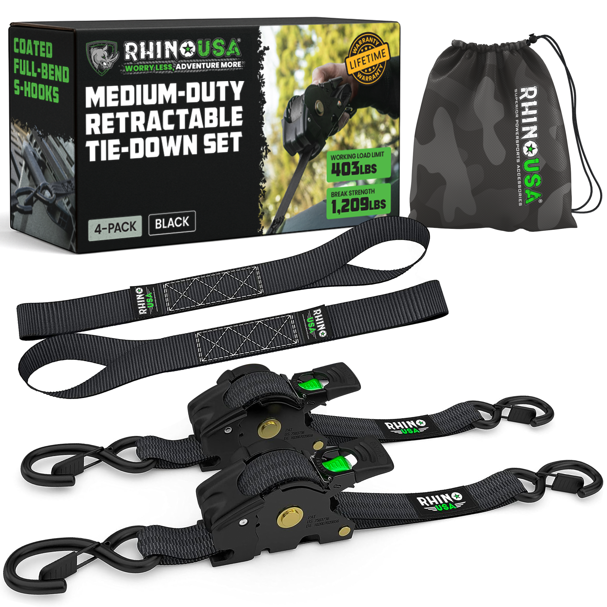Correas retráctiles de trinquete de 1" x 10'