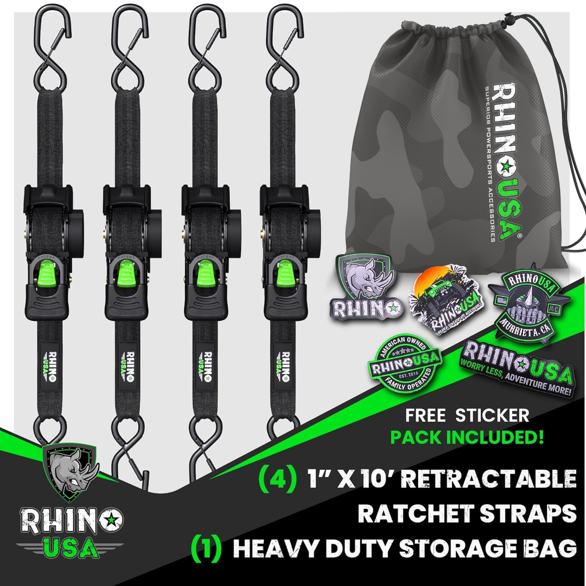 Correas retráctiles de trinquete de 1" x 10'